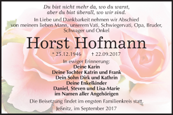 Traueranzeige von Horst Hofmann von Mitteldeutsche Zeitung Bitterfeld
