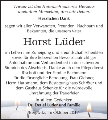 Traueranzeige von Horst Lüder von Mitteldeutsche Zeitung