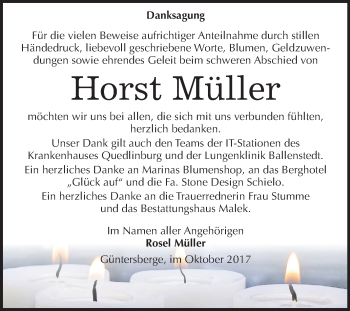 Traueranzeige von Horst Müller von Mitteldeutsche Zeitung