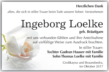 Traueranzeige von Ingeborg Loelke von Mitteldeutsche Zeitung Merseburg/Querfurt