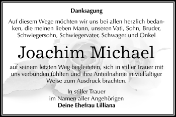 Traueranzeige von Joachim Michael von Mitteldeutsche Zeitung