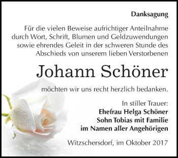 Traueranzeige von Johann Schöner von Mitteldeutsche Zeitung