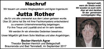 Traueranzeige von Jutta Rother von WVG - Wochenspiegel NMB / WSF / ZTZ
