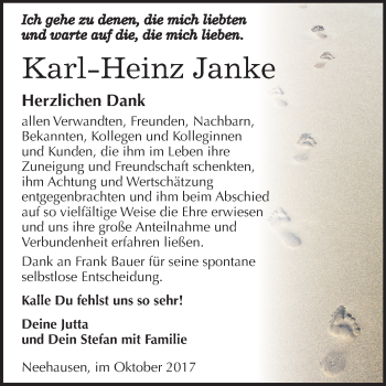 Traueranzeige von Karl-Heinz Janke von Mitteldeutsche Zeitung