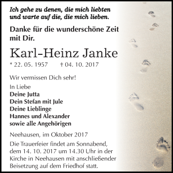 Traueranzeige von Karl-Heinz Janke von Mitteldeutsche Zeitung Halle/Saalkreis