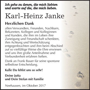 Traueranzeige von Karl-Heinz Janke von Mitteldeutsche Zeitung Halle/Saalkreis