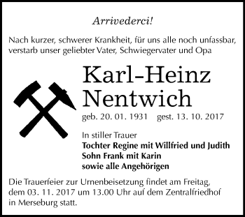 Traueranzeige von Karl-Heinz Nentwich von Mitteldeutsche Zeitung Merseburg/Querfurt