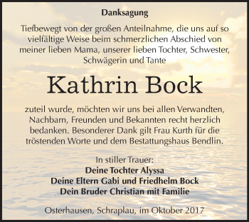 Traueranzeige von Kathrin Bock von Mitteldeutsche Zeitung