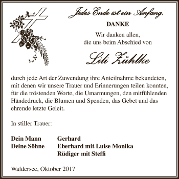 Traueranzeige von Lili Zühlke von WVG - Wochenspiegel Dessau / Köthen