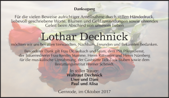 Traueranzeige von Lothar Dechnick von Mitteldeutsche Zeitung
