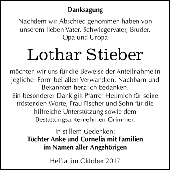 Traueranzeige von Lothar Stieber von Mitteldeutsche Zeitung