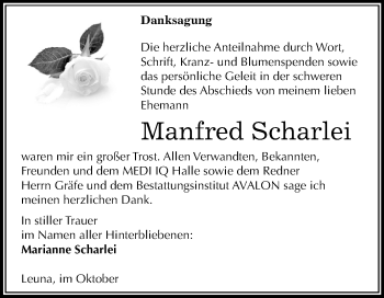 Traueranzeige von Manfred Scharlei von Mitteldeutsche Zeitung Merseburg/Querfurt