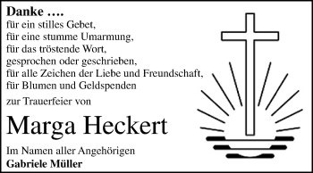 Traueranzeige von Marga Heckert von Mitteldeutsche Zeitung Dessau-Roßlau