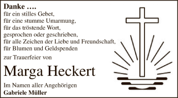 Traueranzeige von Marga Heckert von WVG - Wochenspiegel Dessau / Köthen