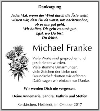 Traueranzeige von Michael Franke von Mitteldeutsche Zeitung