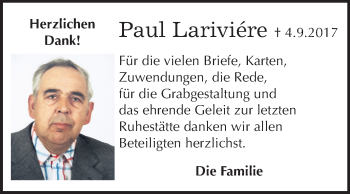 Traueranzeige von Paul Lariviére von Mitteldeutsche Zeitung