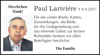 Traueranzeige von Paul Lariviére von WVG - Wochenspiegel Merseburg