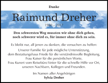 Traueranzeige von Raimund Dreher von Mitteldeutsche Zeitung