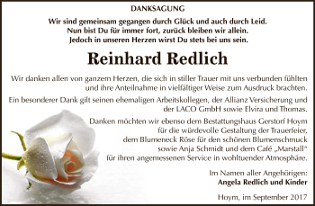Traueranzeige von Reinhard Redlich von Super Sonntag Aschersleben