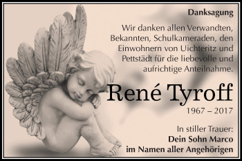 Traueranzeige von Rene Tyroff von WVG - Wochenspiegel NMB / WSF / ZTZ
