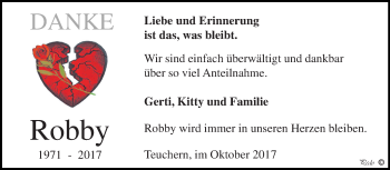 Traueranzeige von Robby Bornschein von Mitteldeutsche Zeitung Weißenfels