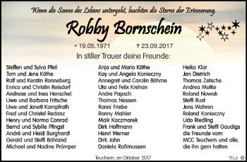Traueranzeige von Robby Bornschein von WVG - Wochenspiegel NMB / WSF / ZTZ