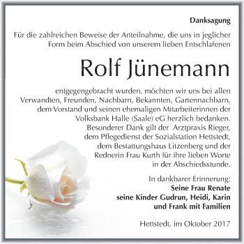 Traueranzeige von Rolf Jünemann von Mitteldeutsche Zeitung