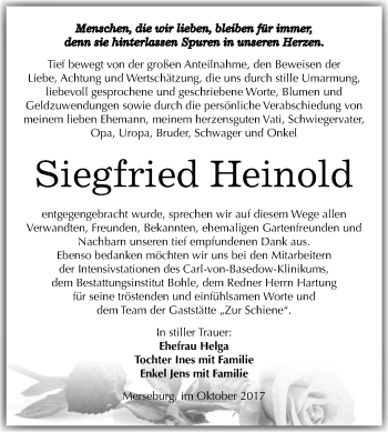 Traueranzeige von Siegfried Heinold von Mitteldeutsche Zeitung Merseburg/Querfurt