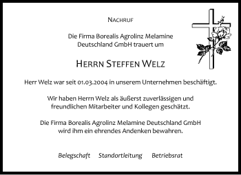Traueranzeige von Steffen Welz von Super Sonntag Wittenberg