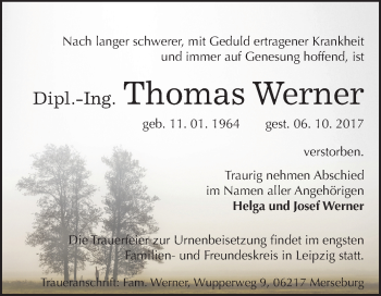 Traueranzeige von Thomas Werner von Mitteldeutsche Zeitung Merseburg/Querfurt