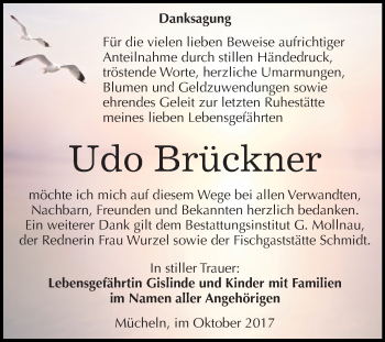 Traueranzeige von Udo Brückner von Mitteldeutsche Zeitung Merseburg/Querfurt
