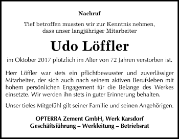 Traueranzeige von Udo Löffler von Mitteldeutsche Zeitung