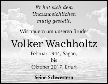 Traueranzeige von Volker Wachholtz von Mitteldeutsche Zeitung