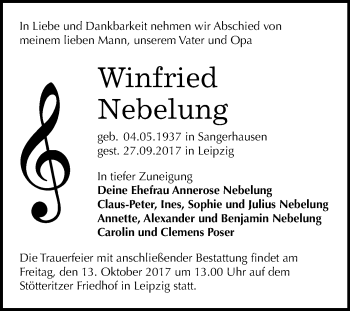 Traueranzeige von Winfried Nebelung von Mitteldeutsche Zeitung Sangerhausen