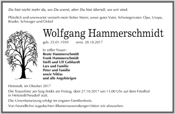 Traueranzeige von Wolfgang Hammerschmidt von Mitteldeutsche Zeitung
