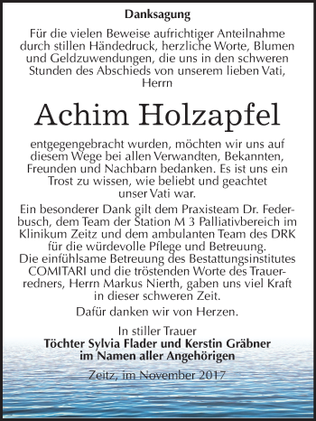 Traueranzeige von Achim Holzapfel von Mitteldeutsche Zeitung