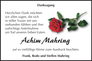 Traueranzeige von Achim Mahring von Mitteldeutsche Zeitung Dessau-Roßlau
