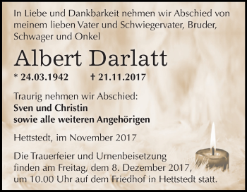 Traueranzeige von Albert Darlatt von Mitteldeutsche Zeitung