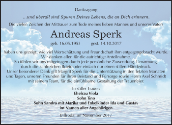 Traueranzeige von Andreas Sperk von Mitteldeutsche Zeitung