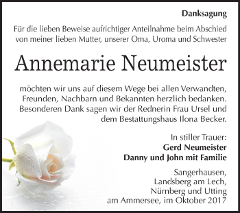 Traueranzeige von Annemarie Neumeister von Mitteldeutsche Zeitung