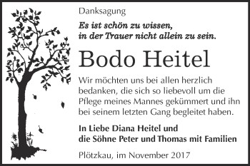 Traueranzeige von Bodo Heitel von Super Sonntag Bernburg