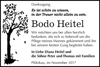 Traueranzeige von Bodo Heitel von Mitteldeutsche Zeitung Bernburg