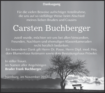 Traueranzeige von Carsten Buchberger von Super Sonntag Bernburg