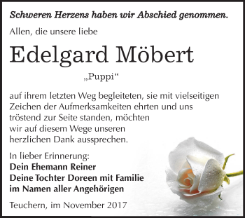 Traueranzeige von Edelgard Möbert von Mitteldeutsche Zeitung Weißenfels