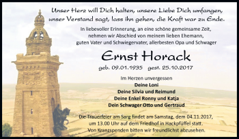 Traueranzeige von Ernst Horack von Mitteldeutsche Zeitung Sangerhausen
