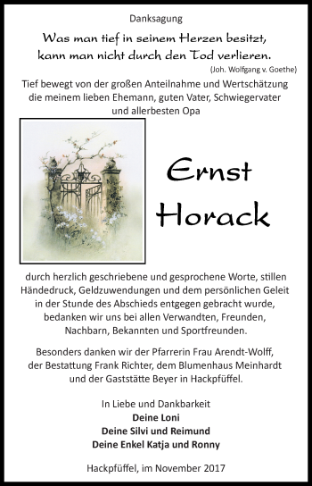 Traueranzeige von Ernst Horack von Mitteldeutsche Zeitung