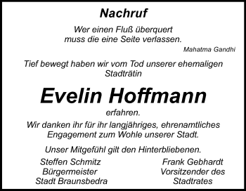 Traueranzeige von Evelin Hoffmann von Mitteldeutsche Zeitung Merseburg/Querfurt