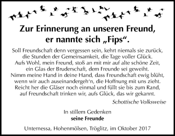 Traueranzeige von Fips  von Mitteldeutsche Zeitung Zeitz