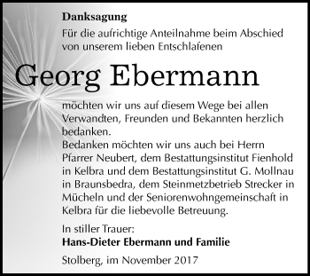 Traueranzeige von Georg Ebermann von Mitteldeutsche Zeitung Merseburg/Querfurt