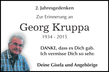 Traueranzeige von Georg Kruppa von Mitteldeutsche Zeitung Dessau-Roßlau